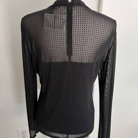 Generation Love COLE Crystal Beaded Black Elegant Long Sleeve Top NWT Large - Picture 7 of 9